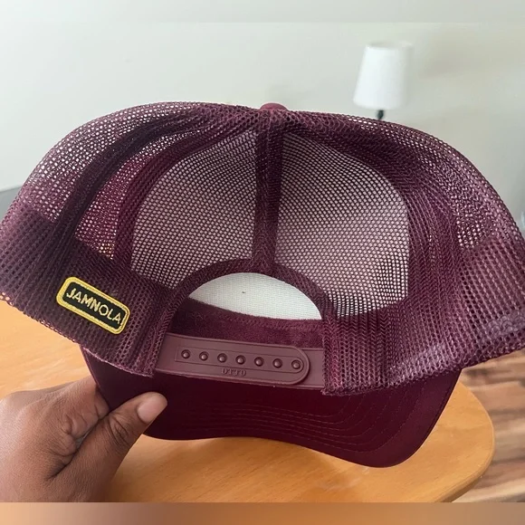 Burgundy “DO WHATCHA WANNA” Trucker Hat by JAMNOLA™ - Picture 4 of 5